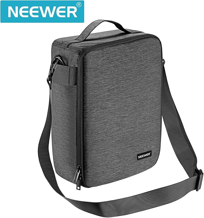 Neewer NW140S Waterproof Camera and Lens Storage Carrying Case 8.7x5.9x12.6 inches Soft Padded Bag for Canon Nikon Sony DSLR, 4 Lens or Flash, Trigger, Battery Accessories(Grey)
