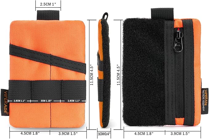VIPERADE VE15 Small EDC Pouch, Pocket Organizer, EDC Pocket Pouch with DIY Patches Area, EDC Pocket Organizer Wallet for Cards, Small Tool Pouch for EDC Gears