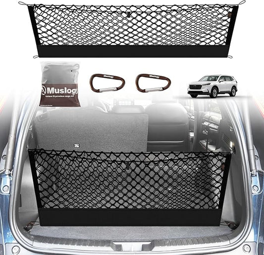 Muslogy Truck Bed Cargo Net Trunk Netting Compatible with 2023-2025 2026 Honda CR-V Accessories, Pickup Cargo Organizer SUV Sedan Storage Net w/Heavy Duty Carabiners