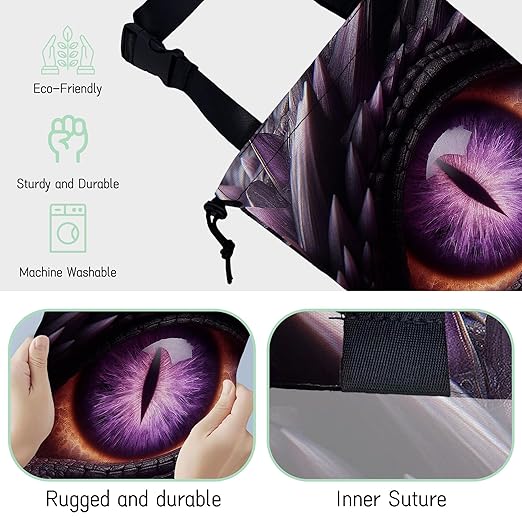 Purple Dragon Eye Car Trash Bag,Hanging Drawstring Car Garbage Bag,Waterproof Canvas Car Back Seat Organizer with Adjustable Buckle,for Vehicles,SUVs,Camping,Road Trips