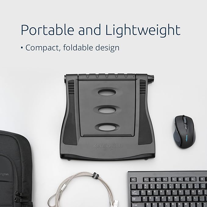 Kensington Easy Riser EQ Portable Laptop Cooling Stand, Adjustable & Lightweight, Anti Slip & Folding Design, for 12''-17'' Laptops, Made from 50% Post Consumer Recycled Content (K52805EU)