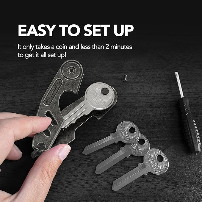 Key Organizer Compact Key Holder, Minimalist Clutter-Free EDC Smart Keychains, Metal Car Key Chain Secures 2-6 keys