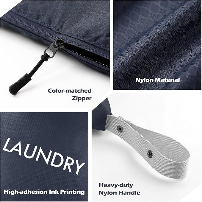 WiseBoy 2-Pack Travel Laundry Bags | Washable Wet Dry Bags for Gym | Odor-Resistant Dirty Clothes Organizer | Waterproof Swimsuit & Workout Gear Pouch with Heavy-Duty Zipper