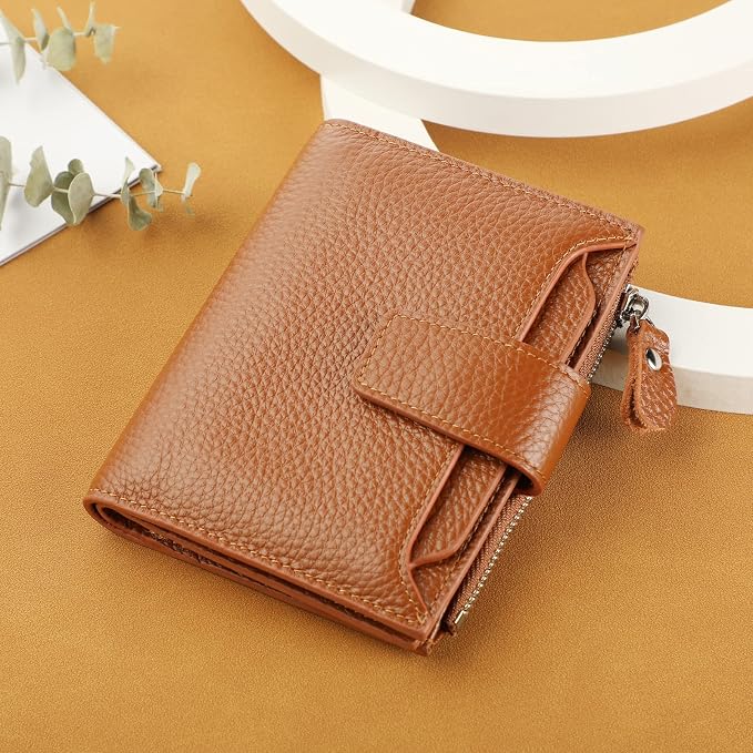 Lavemi Small Compact Women Wallet RFID Blocking Genuine Leather Bifold Purse with ID Windows