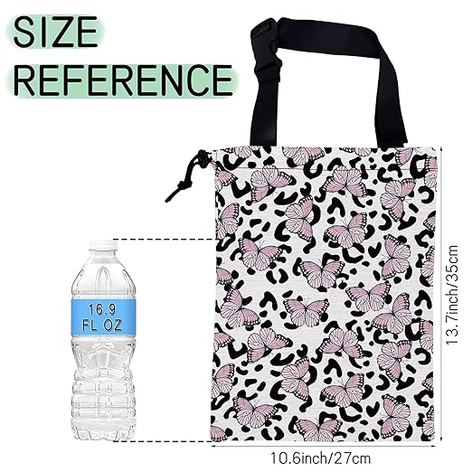 Butterfly Car Garbage Bag,Leopard Waterproof Small Car Trash Bag Hanging Back of Seat,Drawstring Hanging Car Trash Bag with Adjustable Buckle for Car Accessories