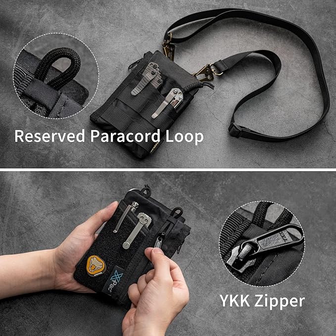 VIPERADE VE18 EDC Pouch, Pocket Organizer for Men, EDC Pocket Organizer, 3 Slots with 2 Zipper Pockets, Multitool Pouch