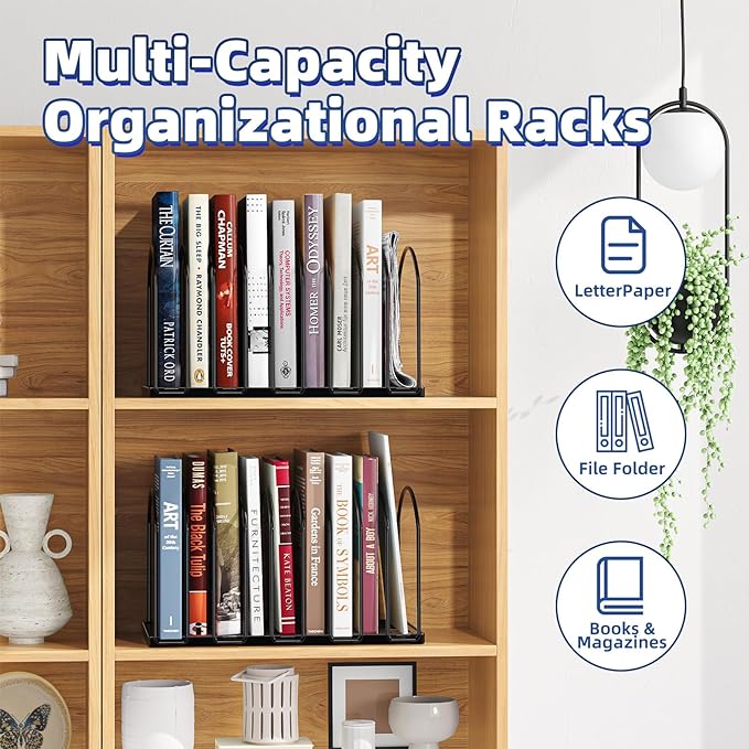 Simple Trending 9 Section Metal File Sorter Organizer for Desk Home Office, Black