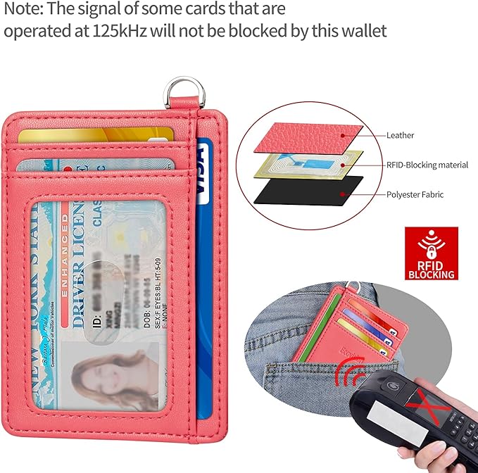 EcoVision Slim Minimalist Front Pocket Wallet, RFID Blocking Credit Card Holder Wallet with Detachable D-Shackle for Men Women