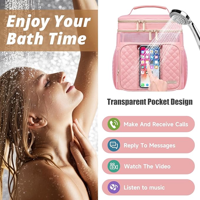 Tealari Large Toiletry Bag for Women Men,Bathroom Bag,Water Resistant Shower Bag,Makeup Bag,Portable Shower Caddy for College Dorm,Hanging Travel Toiletry Bag with Transparent Waterproof Phone Pocket