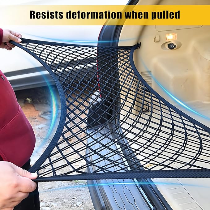 Highly Elastic Cargo Net for SUV, Truck Bed Netting for Cargo with 4 Hooks, Tidy Trunk, Easy Installation, 31.5" x 23.62" Truck Bed Net for Car, SUV Organizer and Storage