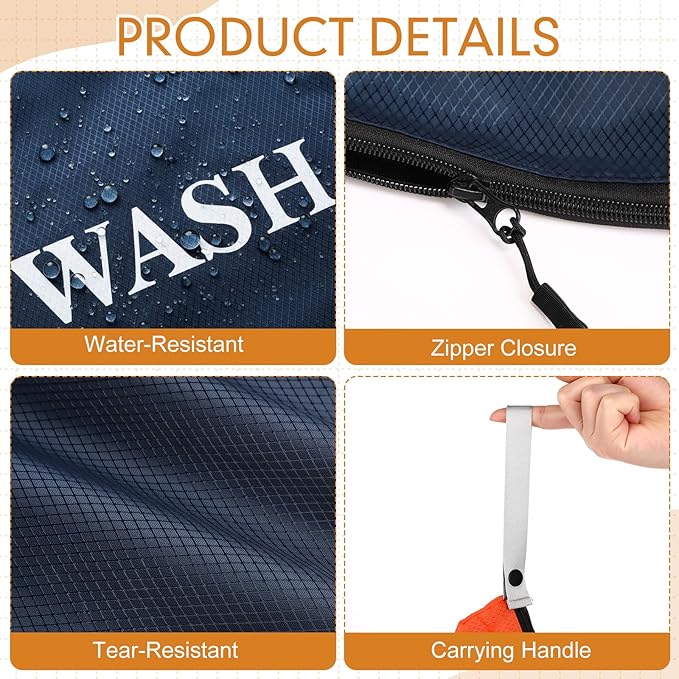 Hsei 4 Pcs Travel Laundry Bags Bulk 22 x 14 Inch Washable Waterproof Wet Dry Bag for Dirty Clothes Gym Foldable Organizer with Zipper Travel Accessories for Swimming Yoga Bathing Suit Workout
