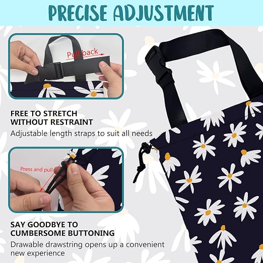 Car Garbage Bag Chamomile Flowers Hanging Canvas Car Trash Bag Waterproof Drawstring Car Back Seat Organizer for Car Back Front Seat Console with Adjustable Buckle
