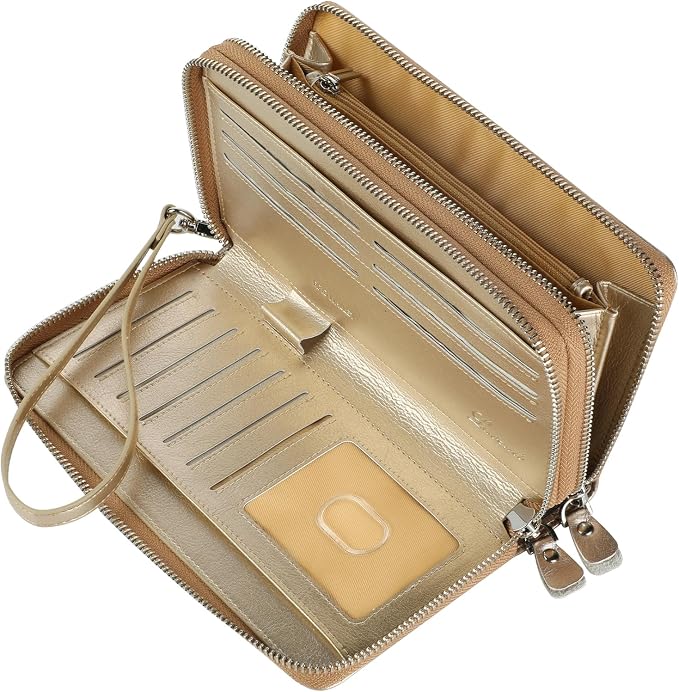 Lavemi Small Compact Women Wallet RFID Blocking Genuine Leather Bifold Purse with ID Windows