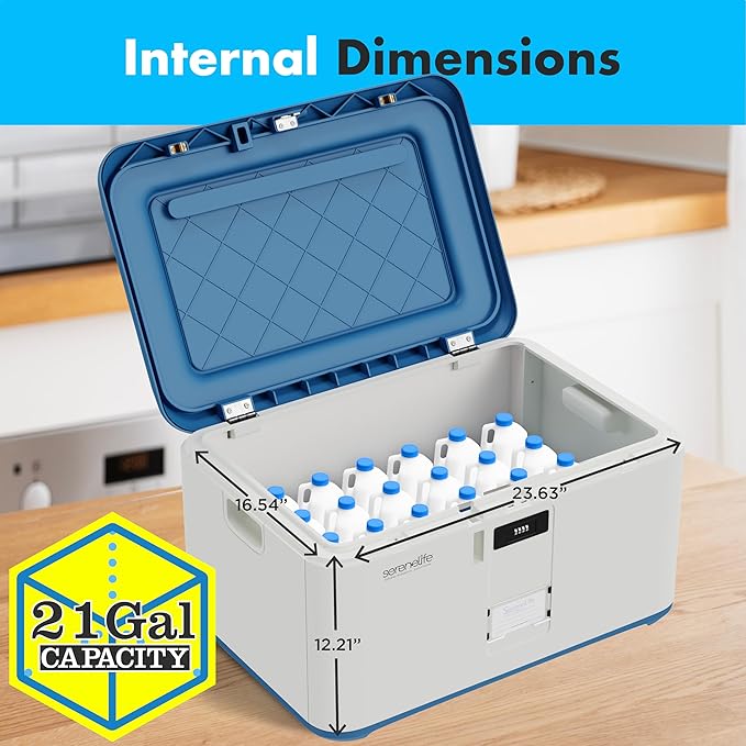 SereneLife Locking Storage Container Bin - 21 Gallon Large Capacity - Stackable Storage Tote Deck Box - Tough Durable Plastic Household Organizer with Lid, and Security Combination Lock