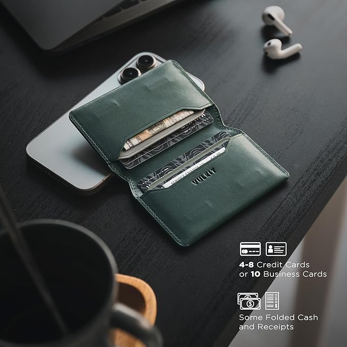 VULKIT Slim Minimalist Card Holder RFID Blocking Leather Credit Card Holder Front Pocket Wallet Magnetic Closure