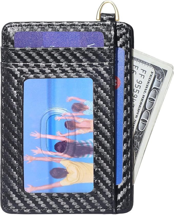 Badiya Credit Card Holder Slim Minimalist Wallet, Front Pocket Purse RFID Blocking Wallet Compact Card Case with ID Window for Women & Men