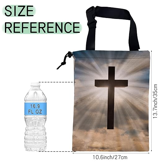 Jesus Christ Cross Car Trash Bag,Hanging Drawstring Car Garbage Bag,Waterproof Canvas Car Back Seat Organizer with Adjustable Buckle,for Vehicles,SUVs,Camping,Road Trips