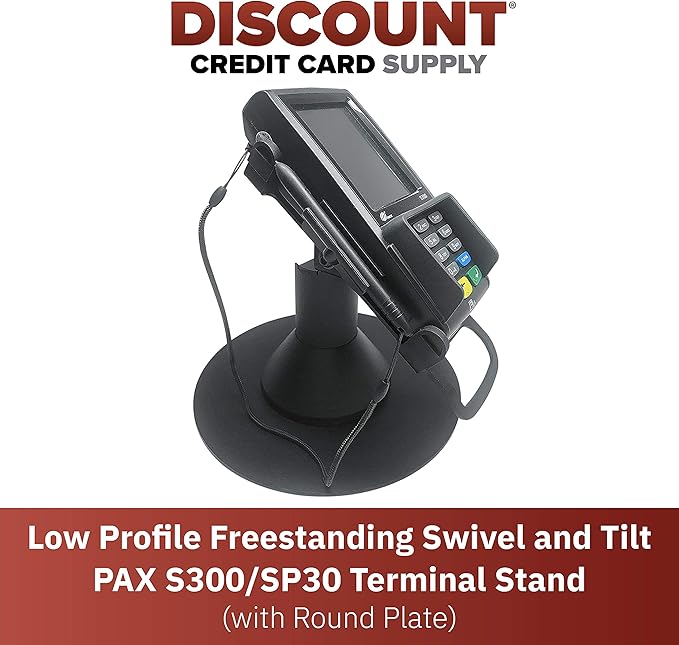 Pax S300 / Pax SP30 Low Profile Freestanding 4" Swivel Stand with Round Plate, Black