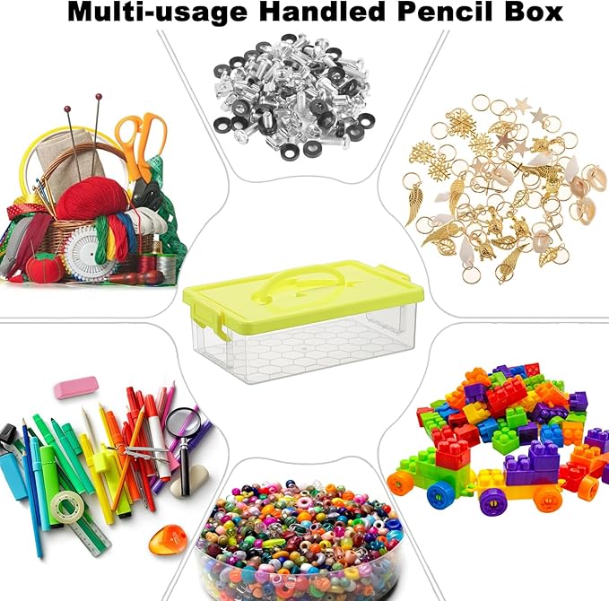 BTSKY 1-Pack Clear Plastic Storage Box with Lid, Stackable Organizer Featuring Easy-Lift Dolphin Design, Multi-Use Portable Container for Home, Craft, Office, Space-Saving with Secure-Clasp, Yellow