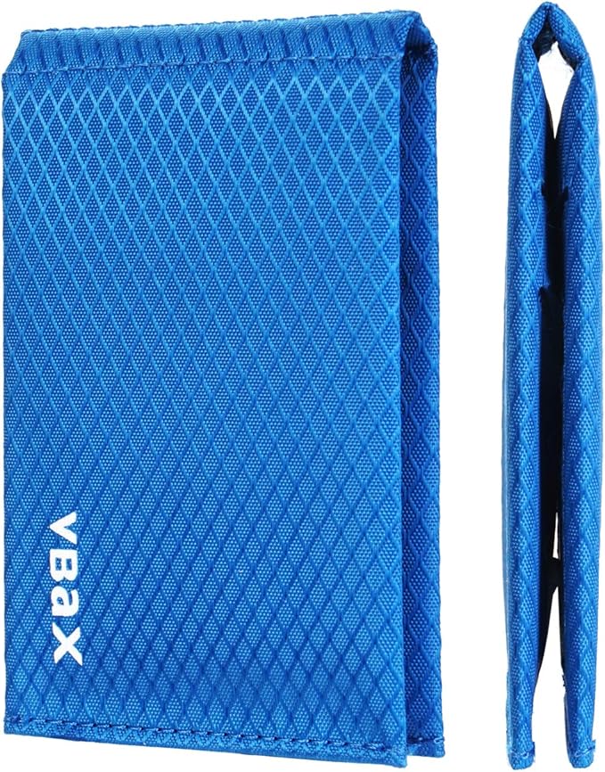 Minimalist RFID Blocking Slim Wallet for Men – Waterproof Microfiber Front Pocket Bifold Card Holder – Holds 10 Cards & Cash, Arctic Blue Edition