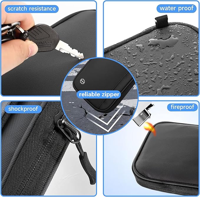 Travel Wallet Passport Holder, Family Passport Holder with RFID Blocking, Portable and Foldable Unisex Travel Essentials,Waterproof Used for Money, Flight Tickets Credit Card, Men and Women (Black)