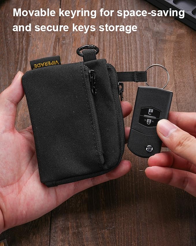 VIPERADE VE37 Mini EDC Pouch – Coin Purse for Men, Slim Zipper Wallet, EDC Gear Organizer, MOLLE Webbing Designed for VAB2 Clip-On Belt/Backpack Attachment, Everyday Carry Tactical Bag