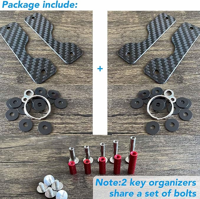 Leeuoe 2 Pack Carbon Fiber Compact Key Holder,Pocket key Chain Organizer(3-7 Keys), Black