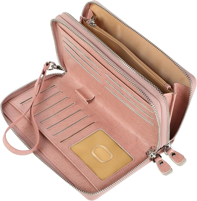 Lavemi Small Compact Women Wallet RFID Blocking Genuine Leather Bifold Purse with ID Windows