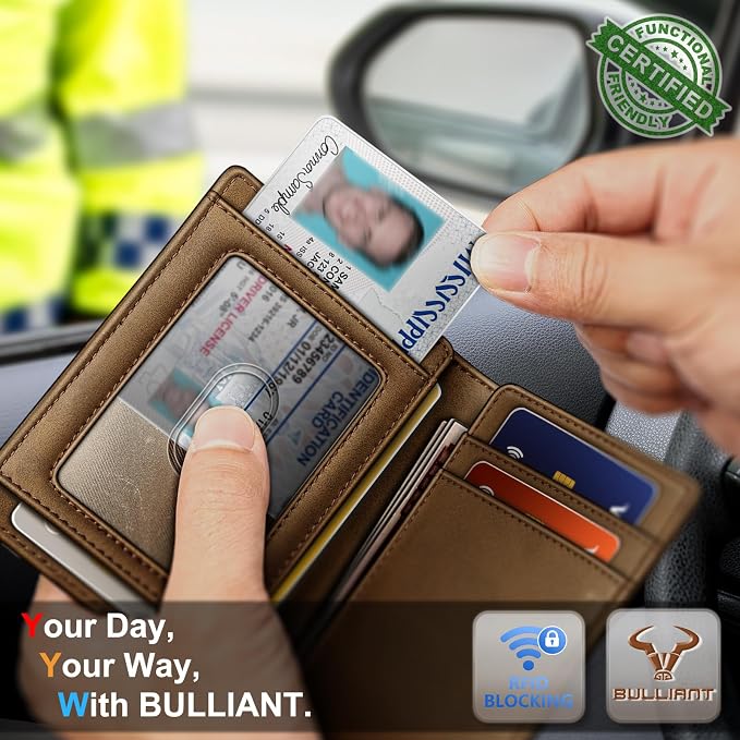 BULLIANT Slim Wallet For Men 12Cards,Magnetic Flip Build-in Money Clip Airtag Compatible-RFID Blocking