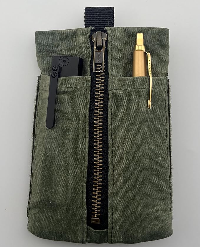 EDC Canvas Pouch (EDC Canvas Pouch, Pocket Organizer, Mighty Pouch for Men, EDC Bags with Velcro, Small Tool Pouch, Utility Pouch for Multitools, Waxed Compact Organizer