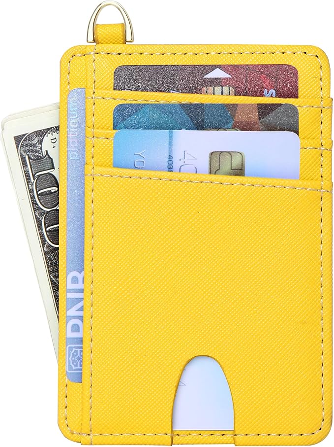 Badiya Credit Card Holder Slim Minimalist Wallet, Front Pocket Purse RFID Blocking Wallet Compact Card Case with ID Window for Women & Men
