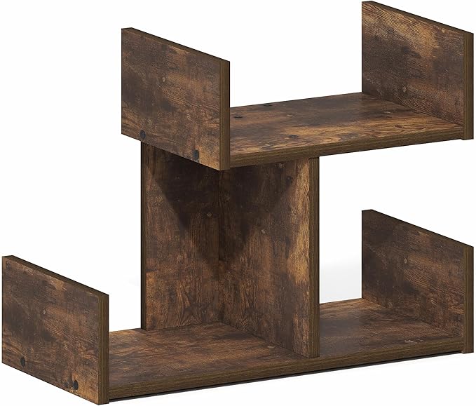 Furinno HERMITE Desk Organizers and Accessories, 2-Tier U-Shape Office Organization Shelf, Desk Top Book Shelf, for Office Supplies, Office Desktop Accessories, Amber Pine