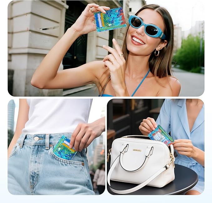 Travelambo Front Pocket Minimalist Leather Slim Wallet RFID Blocking Medium Size