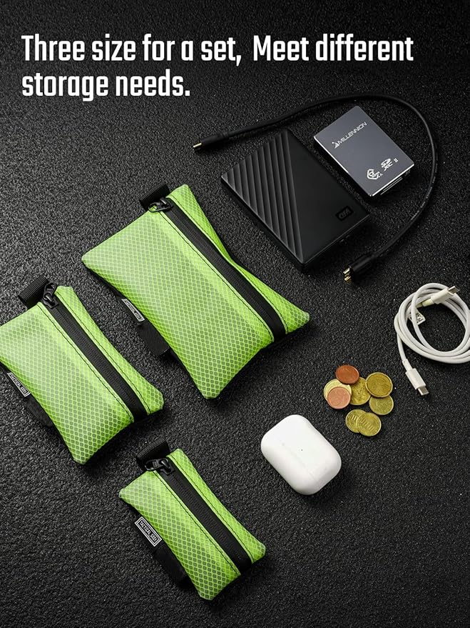 TACTICAL_GEEK Storage A5 EDC Storage Pouch Set, Multi-Purpose Molle EDC Gadget Pouch, Multi-Functional Utility Small Tool Pocket,Organiser Divider Small Pouch Organizer for Daily Carry (Lime Green)