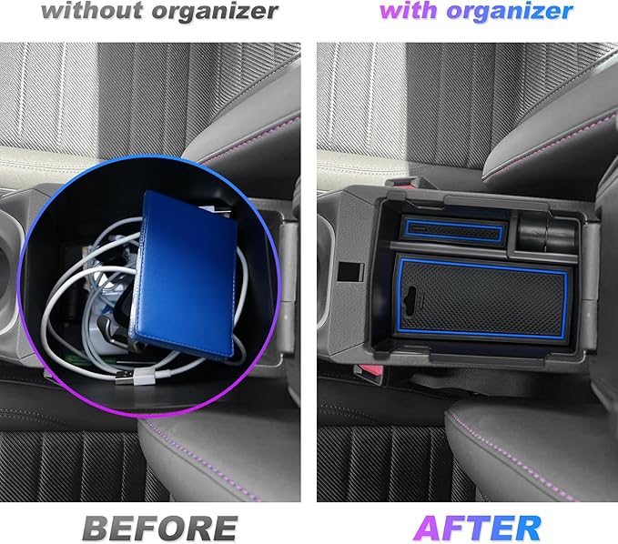 SXCY Fit for 2023-2025 2026 Compass/Hornet Center Console Organizer Tray 2023-2026 Compass Hornet Accessories 2022 2023-2025 2026 Compass Armrest Console Insert Box 2023 Hornet ABS Storage Blue Mats