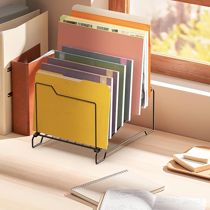 Simple Houseware 9-Section Wire Step Desk File Organizer Sorter for Documents, Folders, and Mail, Black