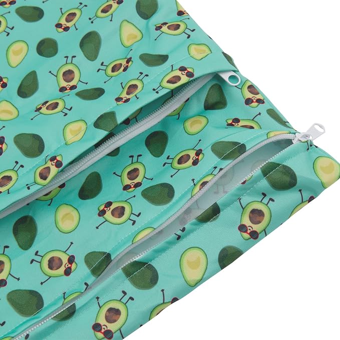ALVA ALVABABY 2pcs Cloth Diaper Wet Dry Bags Waterproof Reusable with Two Zippered Pockets Travel Beach Pool Daycare Soiled Baby Items Yoga Gym Bag for Swimsuits or Wet Clothes LZX4344