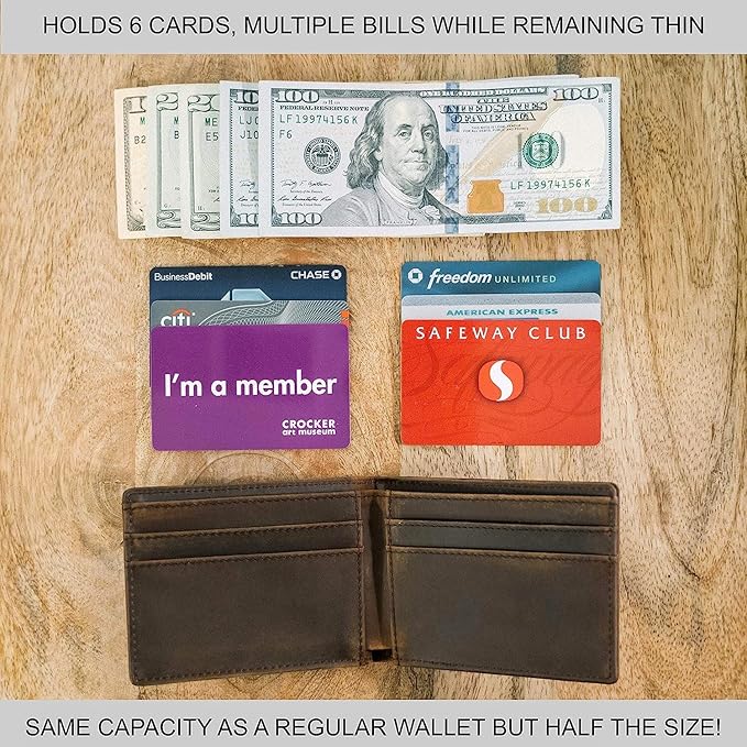 STAY FINE Minimalist Wallet for Men RFID Leather Bifold Slim Billfold with ID and Card Slots