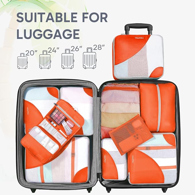 OlarHike 10 Set Packing Cubes for Travel, Gifts for Women Mom,Anti-Tearing Suitcase Organizer with Over-1000 pack Mesh Holes, Vacation Essentials & Accessories for Cruise Ship
