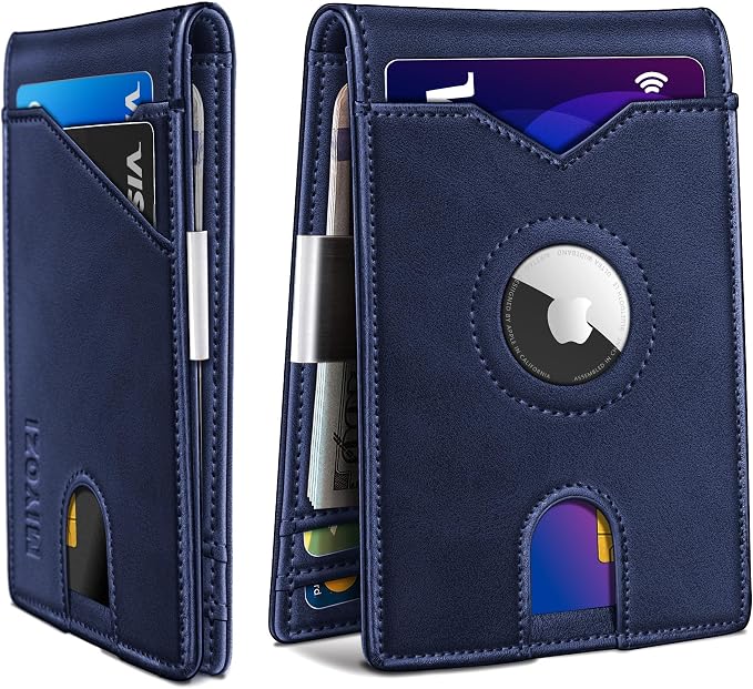 miyozi Airtag Wallet for Men,with Money Clip 11 Cards Slim Front Pocket Leather RFID Blocking Wallet with Gift Box