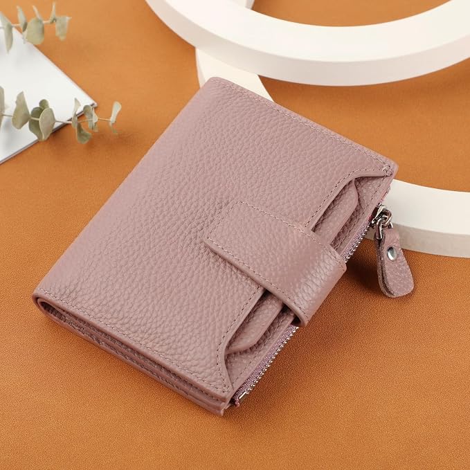 Lavemi Small Compact Women Wallet RFID Blocking Genuine Leather Bifold Purse with ID Windows
