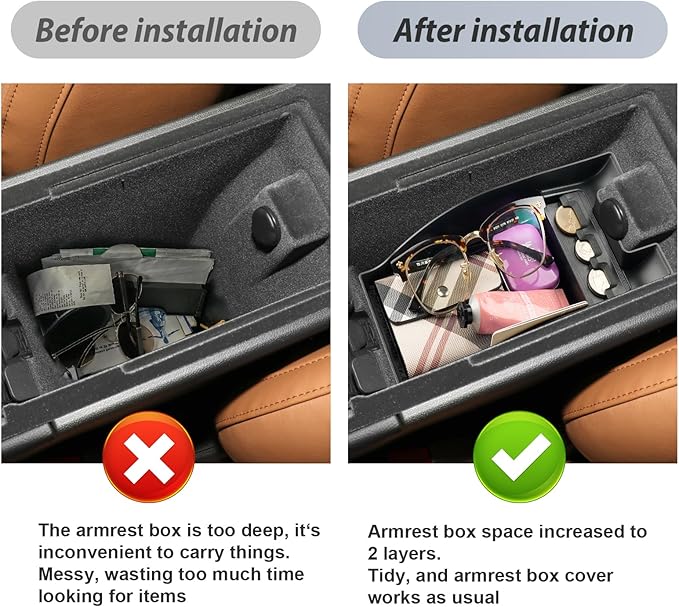 SKTU Compatible with 2023 2024 2025 Cadillac XT4 Center Console Organizer for 2020 2021 2022 2023 2024 2025 Cadillac XT4 Accessories Insert ABS Materials Tray 2024 2025 XT4 Armrest Storage Box