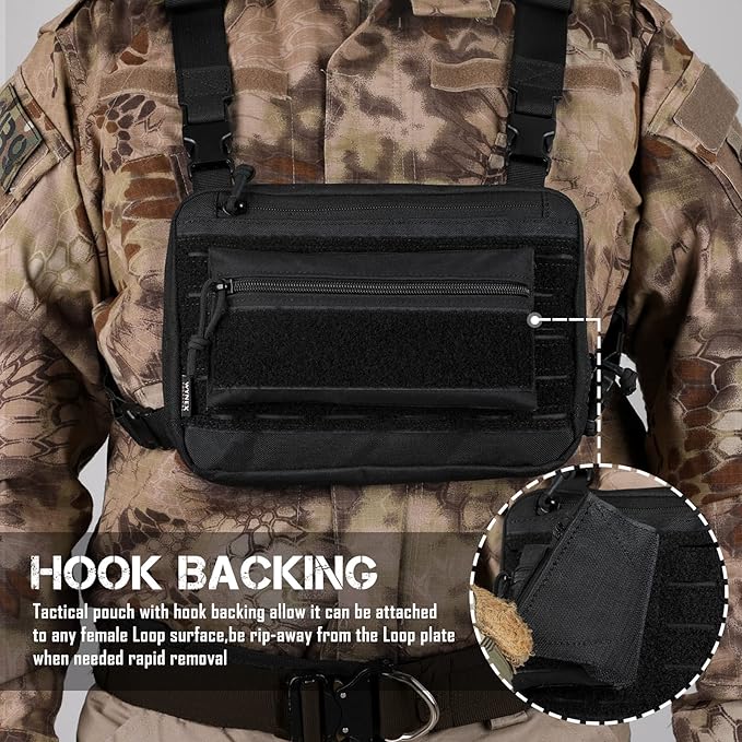 WYNEX Tactical Tool Zipper Pouch, Bag Insert EDC Organizer Utility Admin Storage Pocket Accessories Snack Pouch with Hook Backing for MK3 MK4 Chest Rig