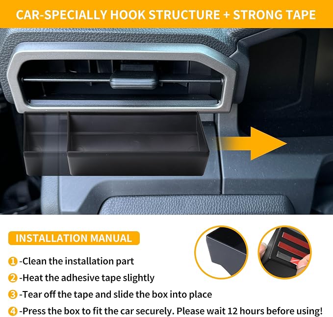Center Console Organizer Air Vent Storage Box Compatible with 2024 2025 2026 Toyota Tacoma 4th Gen Interior Accessories Driver Air Outlet Insert Tray, Sunglass Holder Coin Key Card Case, Black