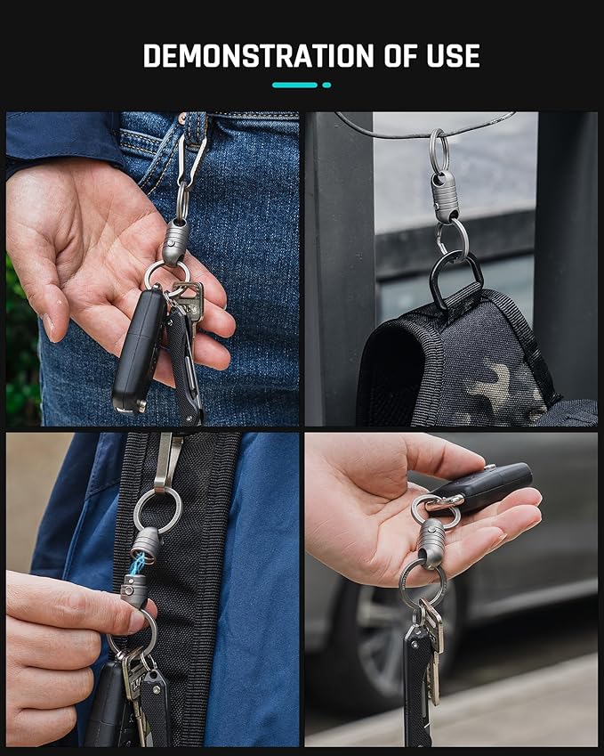 TISUR Magnetic Quick Release Keychain,Titanium Detachable Key Chain Rings Holder Connector for Men Car Keys