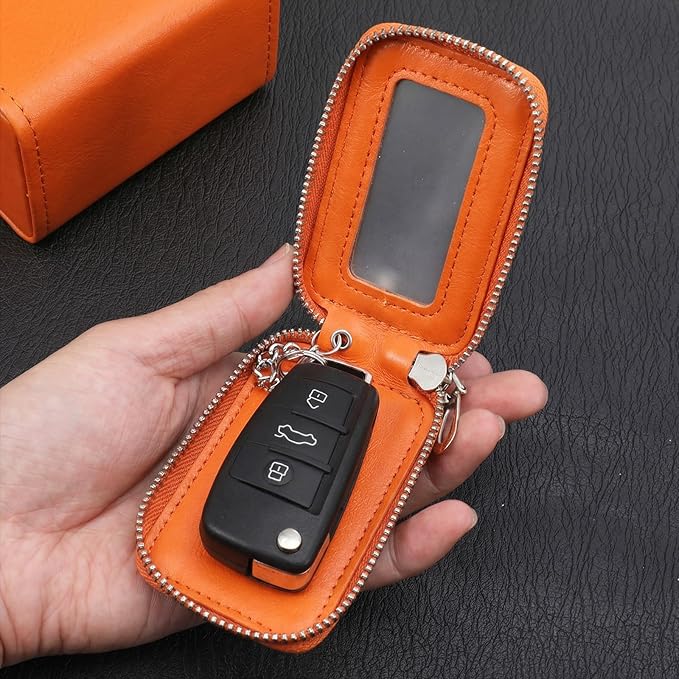 Premium Car Key Fob Case Leather Car Smart Key Fob Holder Keys Fobs Protector Universal CarKeys Holder (YB)