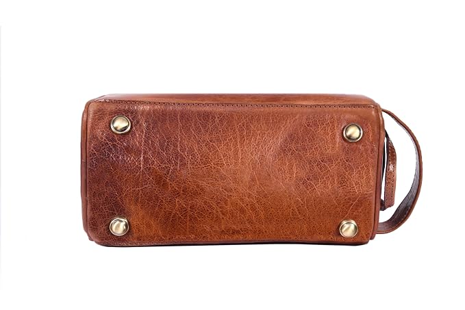 Leather Toiletry Bag for Men | Grooming Travel Kit | With Waterproof Lining | By Aaron Leather Goods