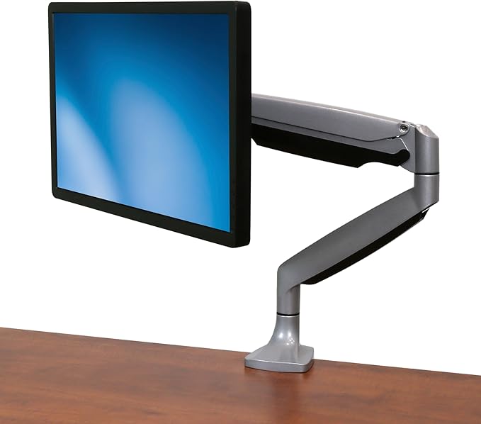 StarTech.com Desk Mount Monitor Arm - Full Motion Articulating - Monitors 12 to 34 Adjustable VESA Single Monitor Arm - Desk & Grommet Clamp -Silver (ARMPIVOTHD)