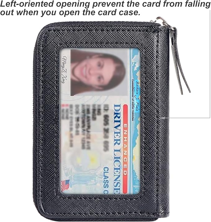 EcoVision Credit Card Holder RFID Card Case Wallet, Small Accordion Zipper Card Case Holder, Card Organizer Case for Women Men