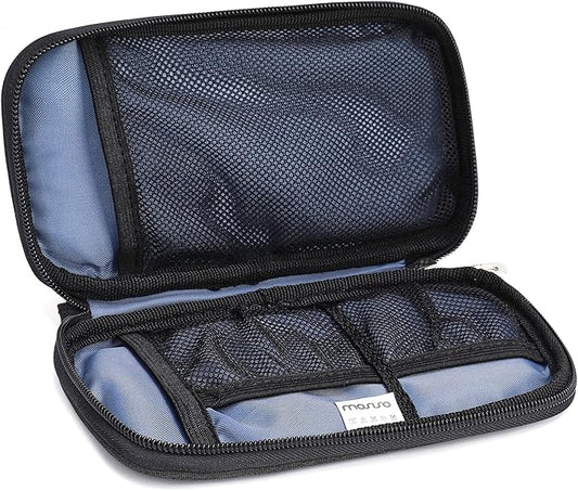 MOSISO Electronic Organizer Cable Case, Portable External Carrying Case Storage Bag with Handle Compatible with MacBook Power Adapter, Wireless Mouse, Cables, Earphones, USB Flash Disk SD Card, Black